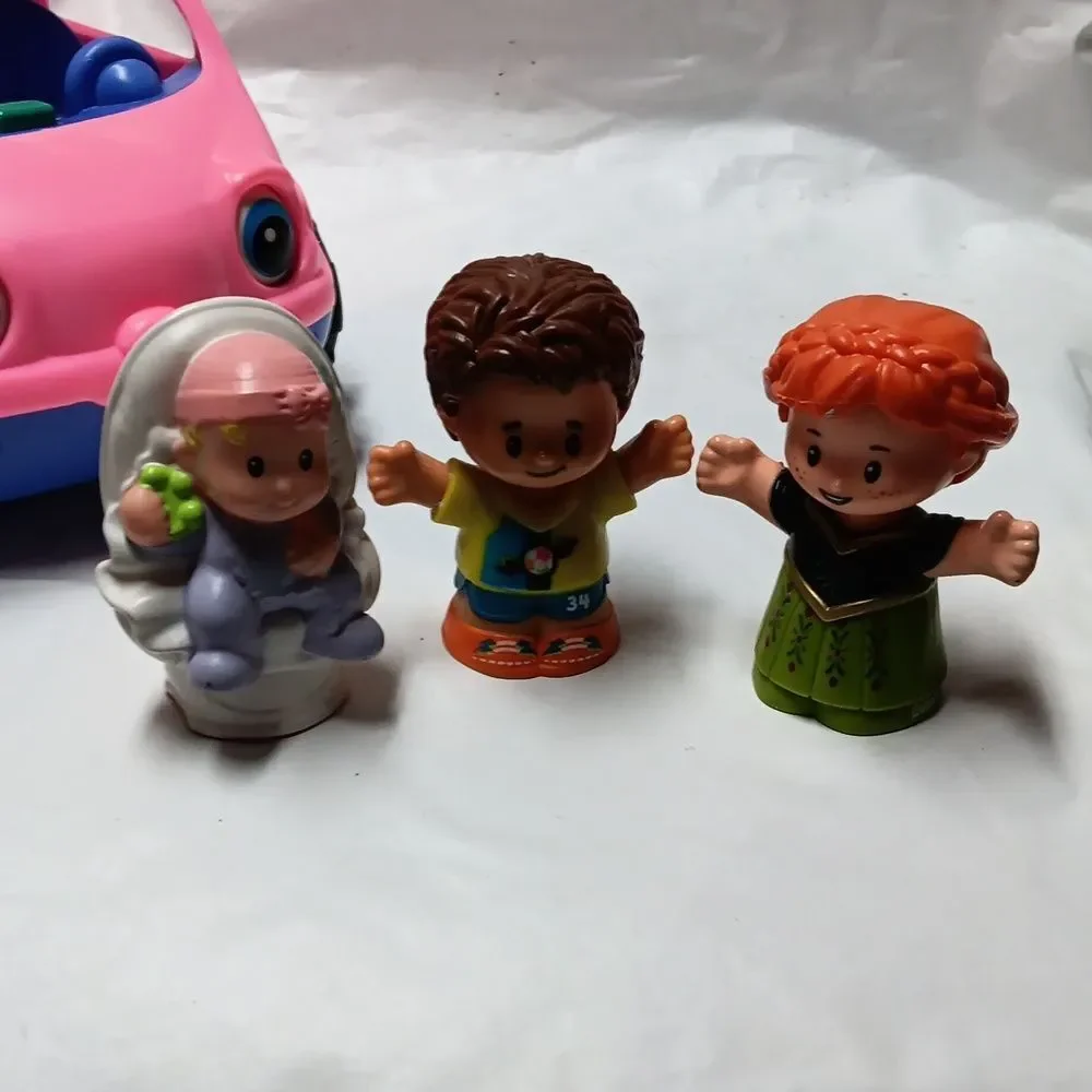 Fisher Price-Little People Pink and Blue Toy Car with Figures